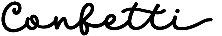 The word 'Confetti' written in a decorative script font.